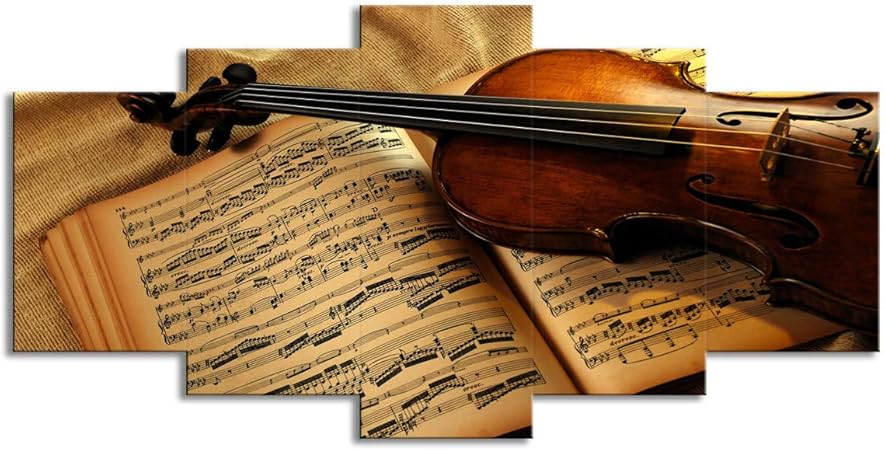 Lw 5 Panneau De Toile Imprimer Mur Art Violon Et Musique Bo Antique Photo Artwork Etirement Et Cadre Pret A Accrocher Toile Artiste Residence Decoration L Amazon Fr Cuisine Maison