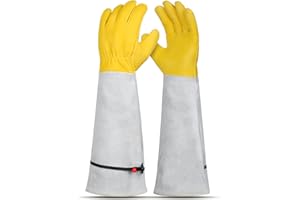 Supersfel Gardening Gloves for Women/Men, Rose Pruning Thorn-Proof Gloves Long Leather Garden Gloves with Adjustable Cuff, Ladies Light Protective Gloves for Yard & Outdoor Work