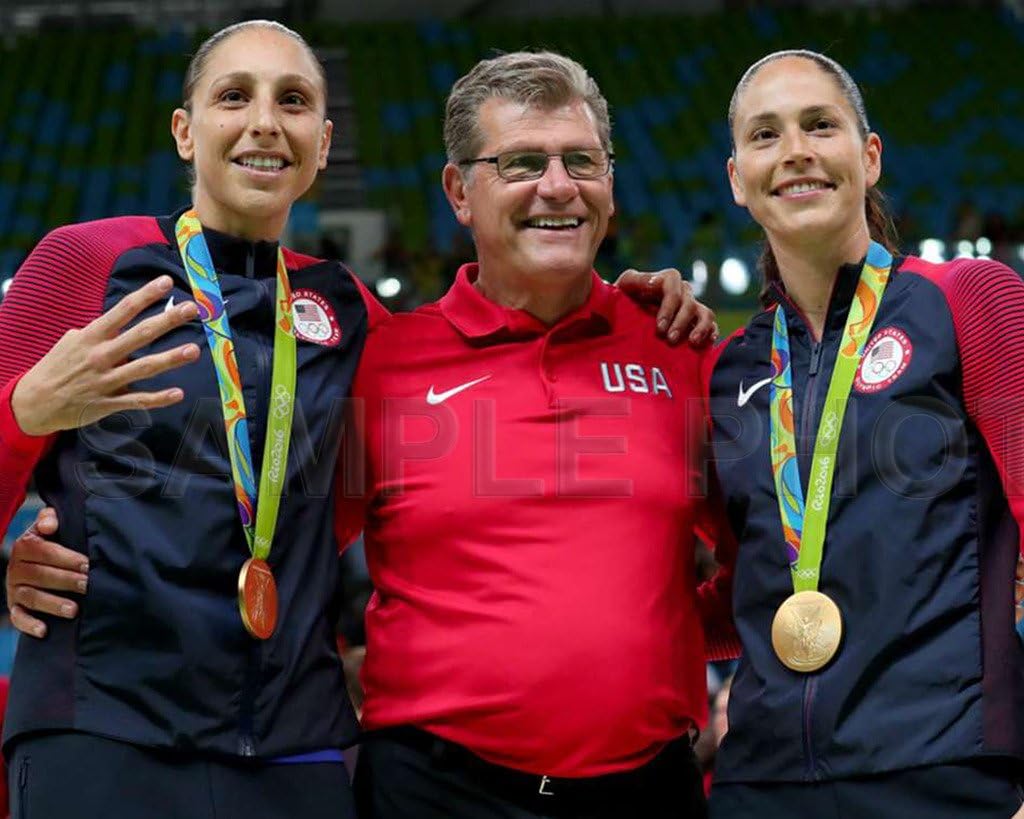 Photographs - SPORTSPHOTOSUSA Diana Taurasi Geno Auriemma & Sue Bird USA 2016 Olympic Basketball Gold Medal 8X10 Photo