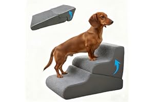 2-in-1 Dog Stairs and Ramp for Couch, 3-Step Pet Steps with Soft Foam, Non-Slip Waterproof Cover - Ideal Dog Stairs for Small