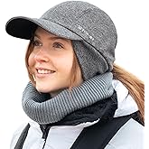 TOP-EX M/L/XL Unisex Water-Repellent Baseball Cap with Ear Flap Ponytail Hole Reflective Winter Hat Fleece Lining Hat