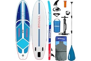 GYMMALL Paddle Board, Inflatable Stand Up SUP Paddle Boards for Adults & Youths of All Skill Levels, Wide & Non-Slip Deck Design Blow Up Paddleboards with Premium Accessories & Storage Bag