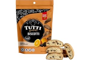 Tutti Gourmet Gluten Free Orange & Chocolate Biscotti, 9.9 oz (283g) Resealable Cookie Bag - Vegan and Halal Snacks