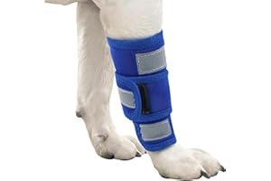 Kuoser Dog Front Leg Brace, Adjustable Dog Elbow Brace with Reflective Strip, Compression Dogs Leg Sleeve to Stop Licking, Ca