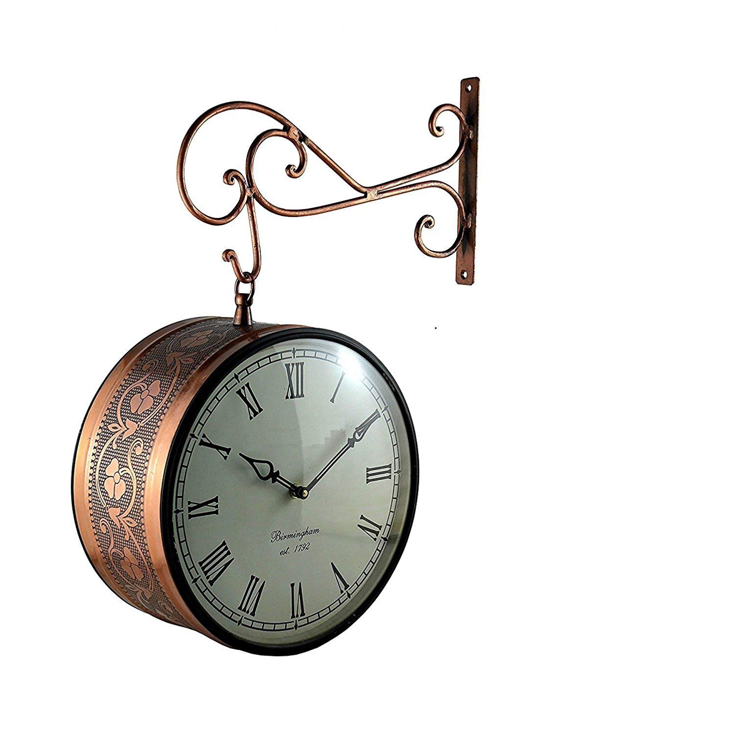Buy Kamdhenu art and craft Synthetic Wood Copper Wall Clock (12 inch
