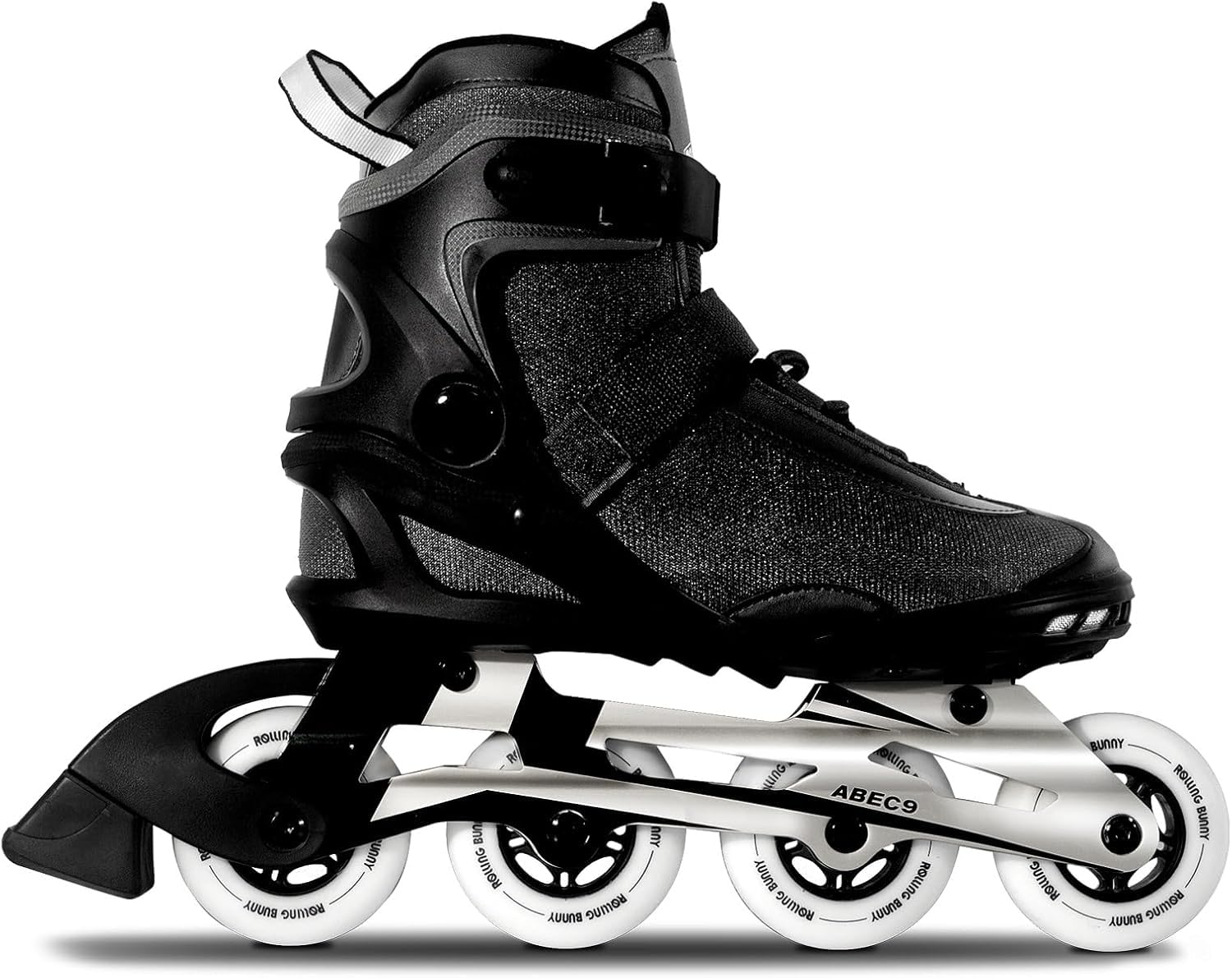 Photo 1 of RollingBunny Inline Skates PRO for Adult Women - ABEC-9 Bearing with Breathable Lining for Male Female, Optional Brake, Size W 6-9, Black