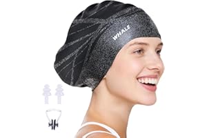 WHALE Extra Large Swim Cap Designed for Men and Women with Thick, Long Hair, Hair Extensions Or Afro-Textured Hair Long-Hair Swim Cap Highly Waterproof to Keep Hair Dry
