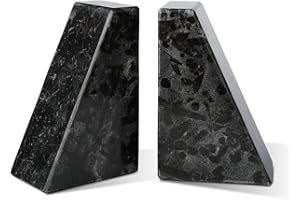 Karibiber Marble Bookend for Heavy Books, Decorative Bookends for Shelves, Durable and Heavy-Duty Book End for Hardback Book & CDS, Unique Book Stopper & Holder, Meteorus, Set of 2