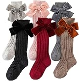 Zulaniu Baby Girls Knee High Socks Bow Knit Bowknot Socks Tube Ruffled Stockings for 0-7Years