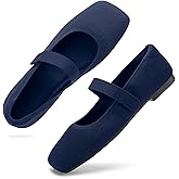 Soesyi Wide Toe Box Flats Women Comfort Slip On Ballet Shoes Mary Jane Dressy Knit Flats with Adjustable Straps Washable Casual Office