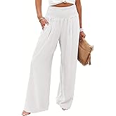 ANRABESS Women Palazzo Pants Summer Flowy Wide Leg High Waist Lounge Trousers with Pockets 2026 Casual Beach Vacation Outfits