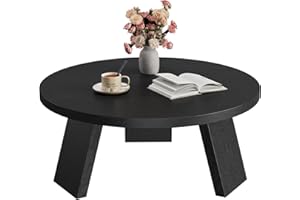 GarveeHome 33.5" Round Coffee Table, Modern Circle Center Table with Inclined Legs, Accent Cocktail Tables for Living Room, B