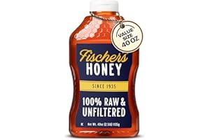 Fischer's 100% Pure, Raw & Unfiltered Honey, 40 oz – All-Natural Sweetener – Rich Flavor Profile, Packed with Nutrients