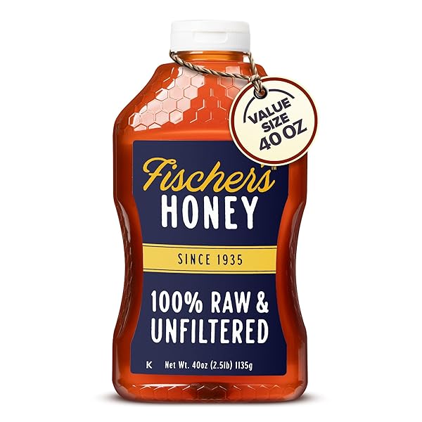 FISCHER’S 100% PURE, RAW & UNFILTERED HONEY, 40 OZ – ALL-NATURAL SWEETENER – RICH FLAVOR PROFILE, PACKED WITH NUTRIENTS