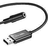 DuKabel USB to 3.5mm Jack Audio Adapter, USB to Aux Cable with TRRS 4-Pole Mic-Supported USB to Headphone AUX Adapter Built-i