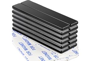 DIYMAG Neodymium Bar Magnets, Strong Powerful Permanent Adhesive Rare Earth Magnet with Double-Sided Black 60 x 10 x 3mm -12p