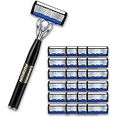 Upgrade 7-Blade Razor for Men, Razor Handle & 3 Razor Blade Refills, Dual Lubrication and Precision Trimmer, for a More Comfortable Shave (1 Razor + 24 Blade Refills)