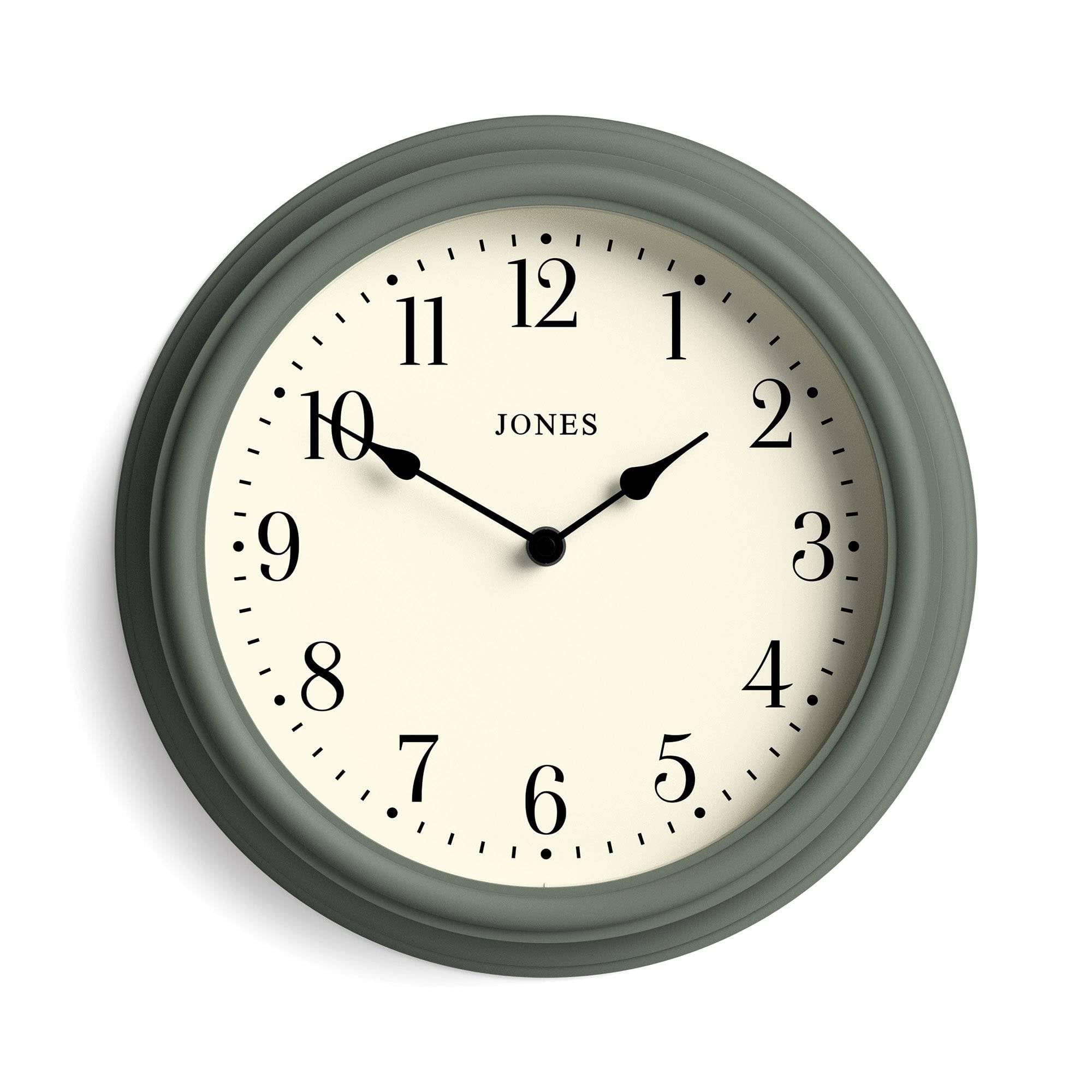 Jones Clocks® Venetian wall clock | Classic round clock | 30cm | Green | Arabic numerals | Traditional design ideal for kitchen, living room or bedroom