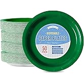 Tyzarglef Disposable Paper Plates Festive green, 50 Count 7” Dessert Cake Plates Bulk for Party Supplies, Colored and Sturdy Party Plates for Birthday, Halloween, Christmas party supplies