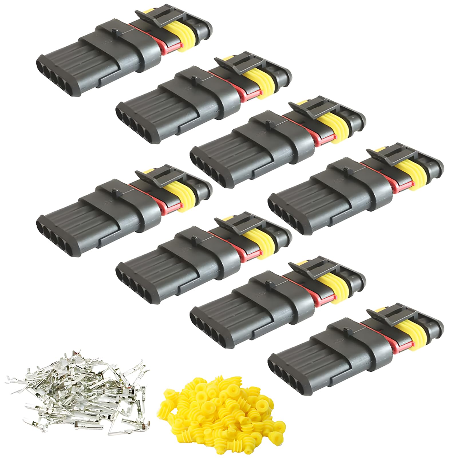 CESFONJER Car Wire Connector | Waterproof Electrical Terminal | Plug for Auto Motorcycle Scooter Truck Marine Plug Socket Kit | 5 Pin × 8 Kit — image 1