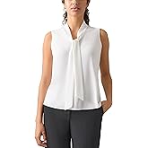 Kasper Womens Petite Size Tie Neck Blouse