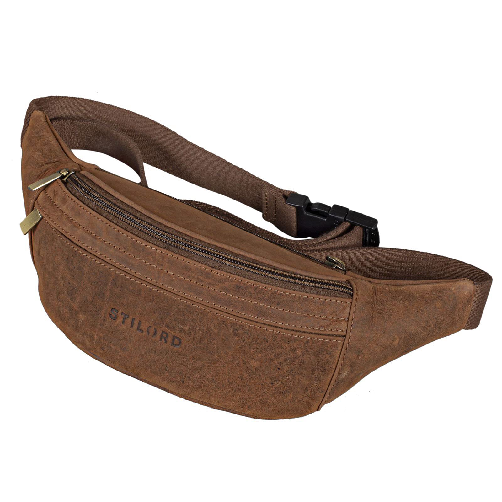 STILORD "Lormeva" Leather Waist Belt Bag Vintage Bum Bag for Men and Women Genuine Leather Belt Pouch for Dog Walking Running Pack Festival Bag Colour:Veleta - Brown
