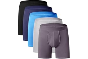 youlehe Men's Underwear Soft Bamboo Rayon Boxer Briefs Stretch Trunks Pack