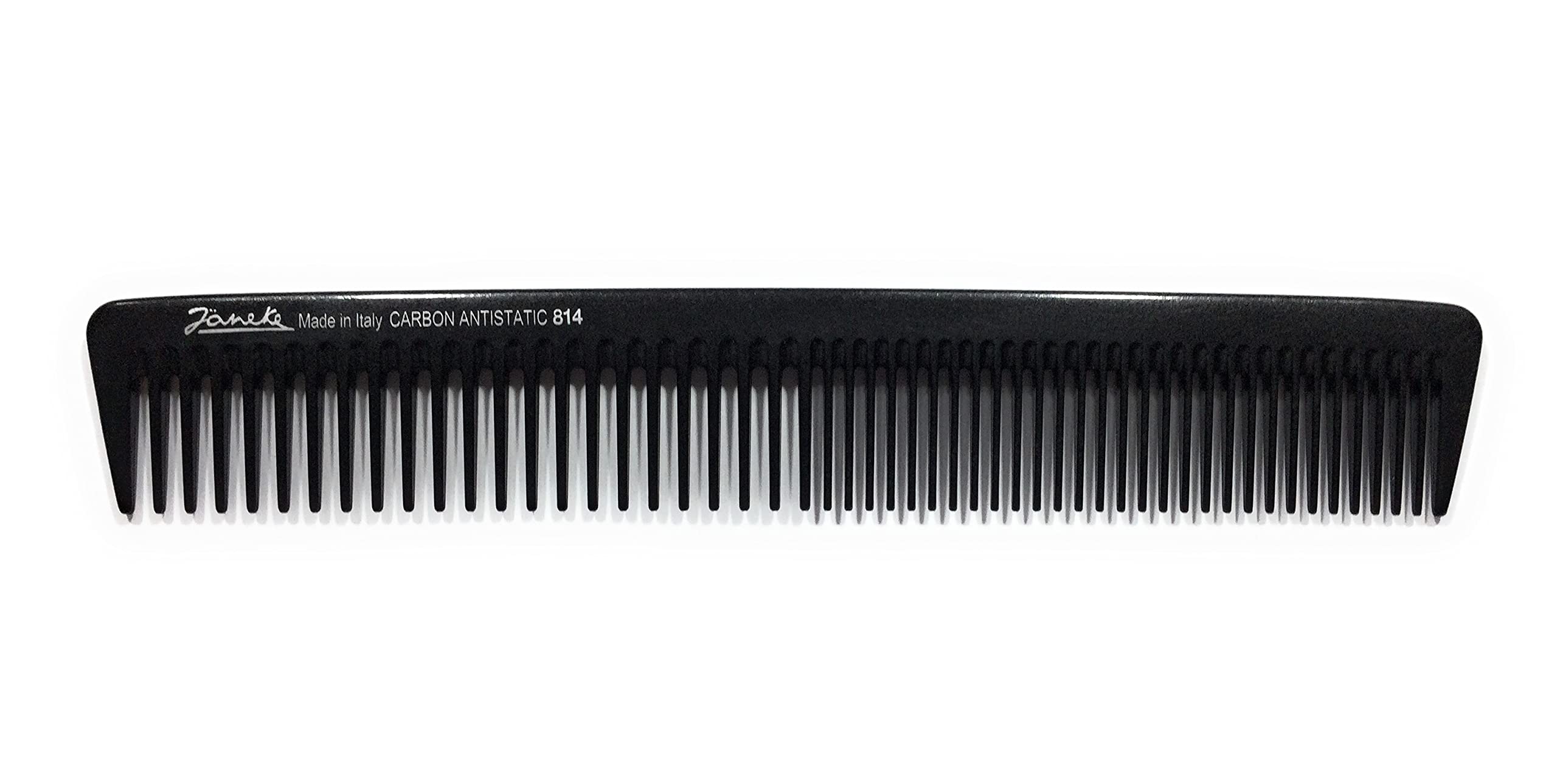Jäneke Carbon Hair Cutting Comb 55814, 8 Inch, Black, Anti-Static, Wide & Extra Wide Tooth, Unisex, Professionals