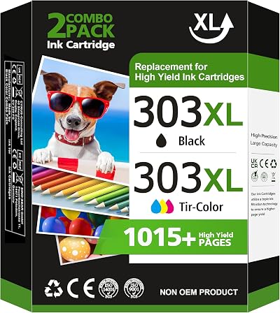 LIFOR 303XL Ink Cartridges 2-Pack Black & Colour for HP Envy Photo 6234