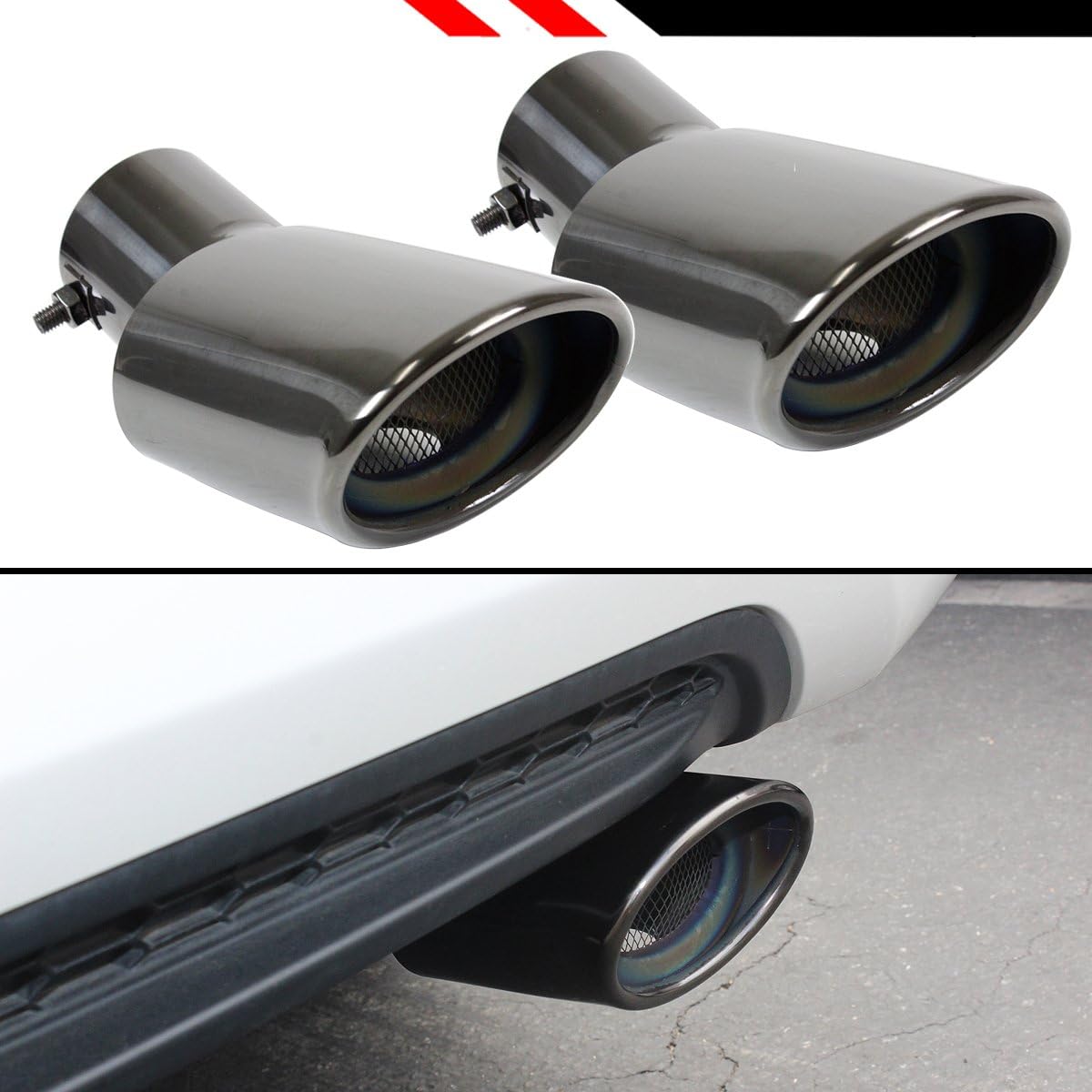 Amazon Com Fits For 2016 2020 Honda Civic Titanium Black Chrome Muffler Exhaust Tip Finisher X 2 Automotive