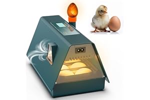 OKKÖBI Incubator for Hatching Eggs - Ideal for All Ages - Automatic Turner and Humidity Control - Integrated Candler - 10 Eggs - Okkobi M10 - Green & Orange