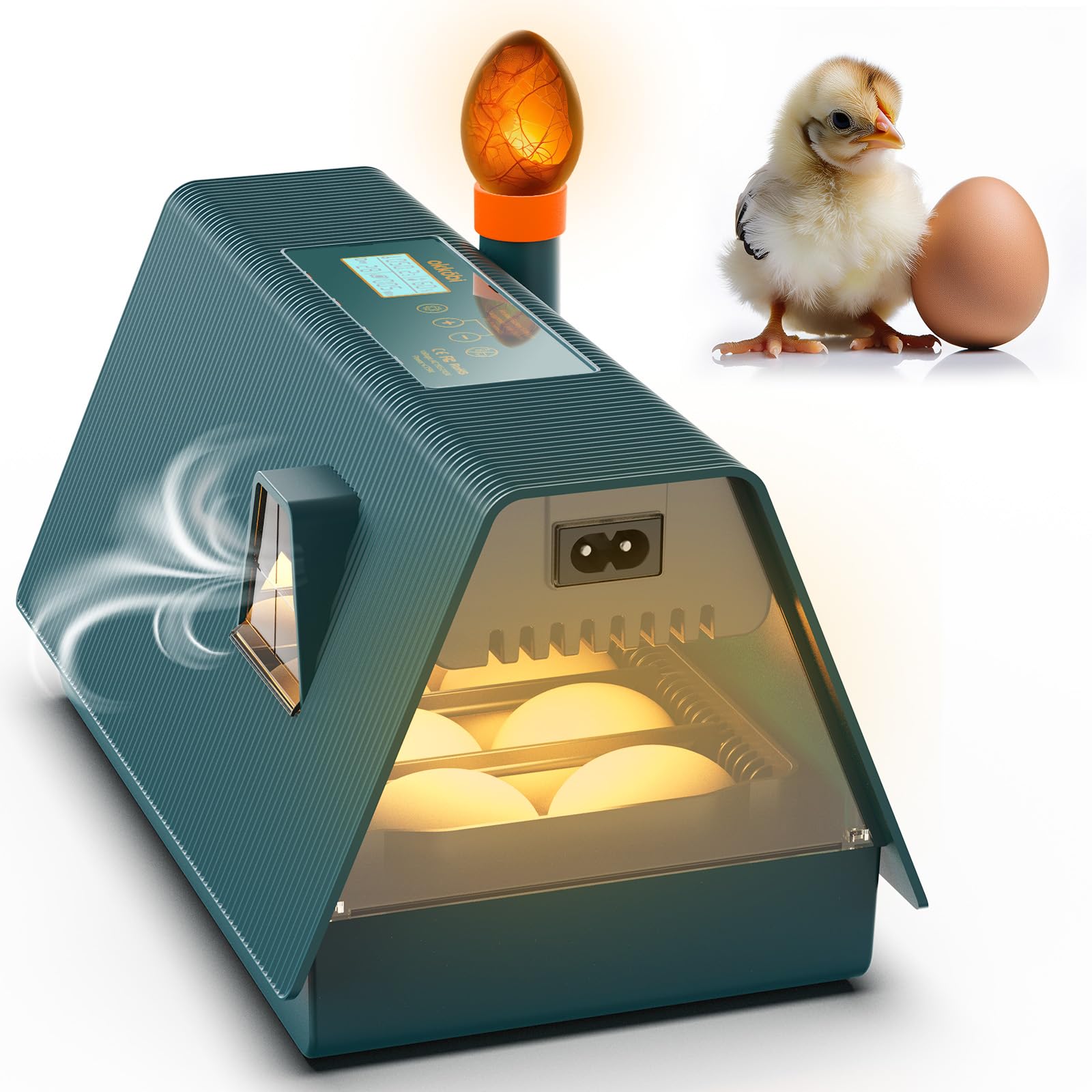 Photo 1 of Incubator for Hatching Eggs - Ideal for All Ages - Automatic Turner and Humidity Control - Integrated Candler - 10 Eggs - Okkobi M10 - Green & Orange