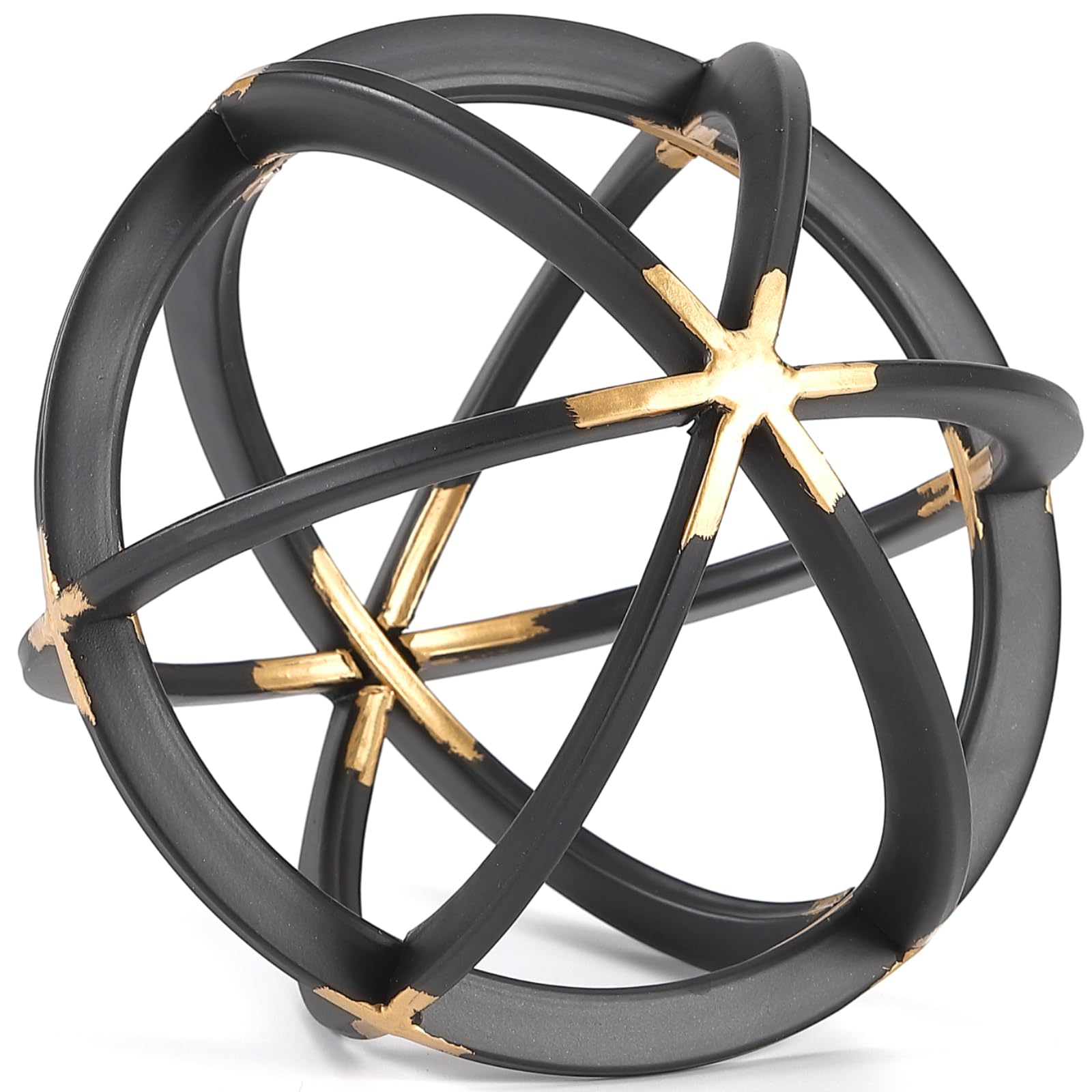 Photo 1 of MOCOME 7" Metal Sphere Decor, Metal Coffee Table Decor Sculpture - Black & Gold, Abstract Tabletop Decorative Ball for Home, Decorative Balls for Centerpiece Bowls