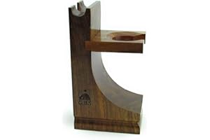 G.B.S Deluxe Wooden Shaving Razor and Shave Brush Stand - Safety Razor Brush Holder. Prolong The Life of Your Shaving Brush and Razor, Walnut Wood Finish