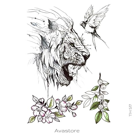 Tatouage Temporaire Femme Dessin De Lion Esquisse D