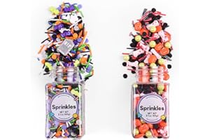 MILOVIN Edible Halloween Sprinkles, Tombstone Cupcake Toppers, Halloween Cake Decorations, Bloody Candy Bones, Pumpkin Cupcake Toppers, Ice Cream, Cookies, Macaron, Chocolate, Cakecicles(120g/4.2oz)