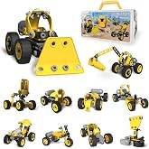 Veecafiodi 10 in 1 STEM Building Toys for Kids Ages 4-8, Educational Construction Engineering Building Kit for Boys Girls, Motorized Bulldozer Excavator Toy Set