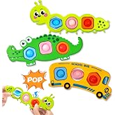 3PC Fidget Popper Sensory Toys Airplane Travel Activities for Toddlers Pop It Fidget Toys for 12+ Month Babies 1+ 2 3 Year Old Girls Boys Christmas Stocking Stuffer Easter Basket Stuffer Gift