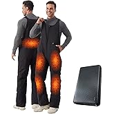 Quolia Men's Heated Working Overalls, Winter Waterproof Insulated Ski Bibs, Electric Thermal Snow Pants with Battery Pack
