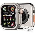 amBand 3 in 1 Metal Case Compatible with Apple Watch Series 9/8/7 45mm, W1 Rugged Bumper Protector [Turning into Ultra 2/1 Upgrade] with Watch Crown + Watch Back Cover, Natural Titanium