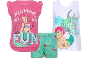 Disney Girls 3-Piece Shirts and Short Set: Wide Variety Includes Minnie, Frozen, and Princess