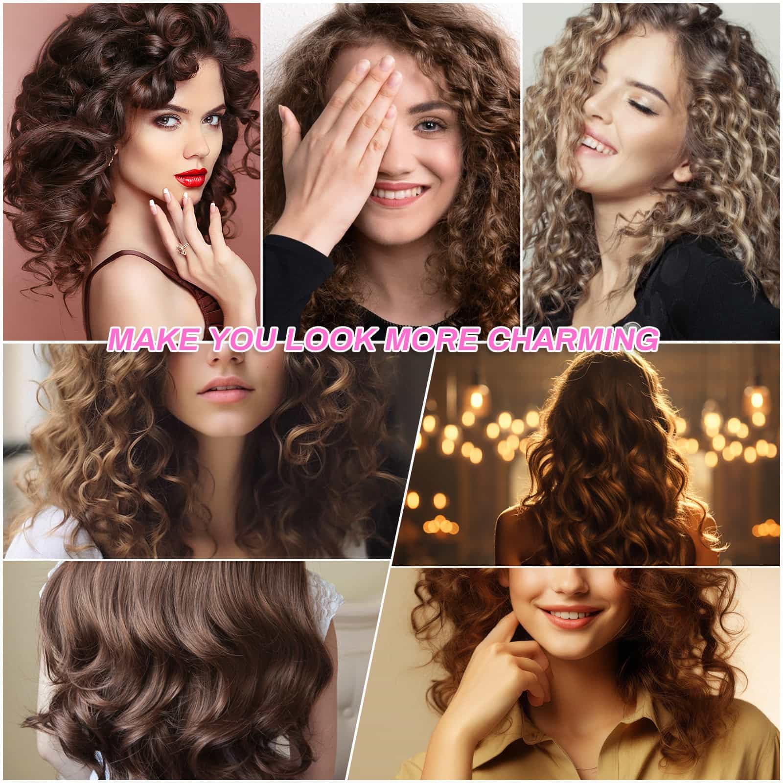 Rollers Hair Curlers Set - 36 Pieces with 4 Sizes (6 Jumbo, 6 Large, 6 Medium & 6 Small Curlers), 12 Hair Clips for Long, Thick Hair, Pink