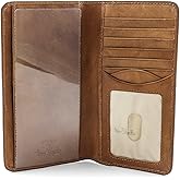 Tony Perotti Mens Italian Cow Leather Bifold Checkbook Breast Pocket Wallet with ID Window in Honey