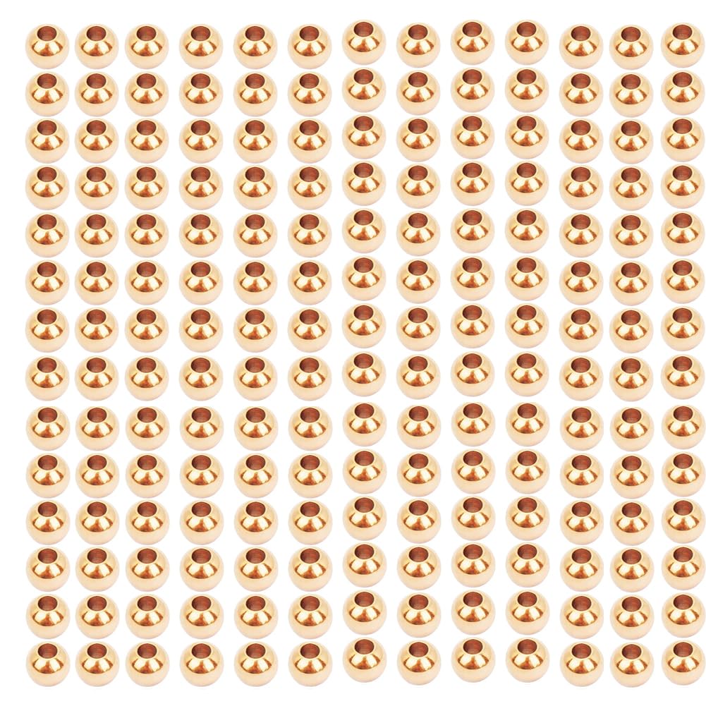 PH PandaHall 14K Gold Plated Beads Round Spacer Beads for Bracelet Making Small Craft Bead Gold Bead for DIY Crafts Earrings Bracelets Necklace Jewellery Making 300pcs 4mm