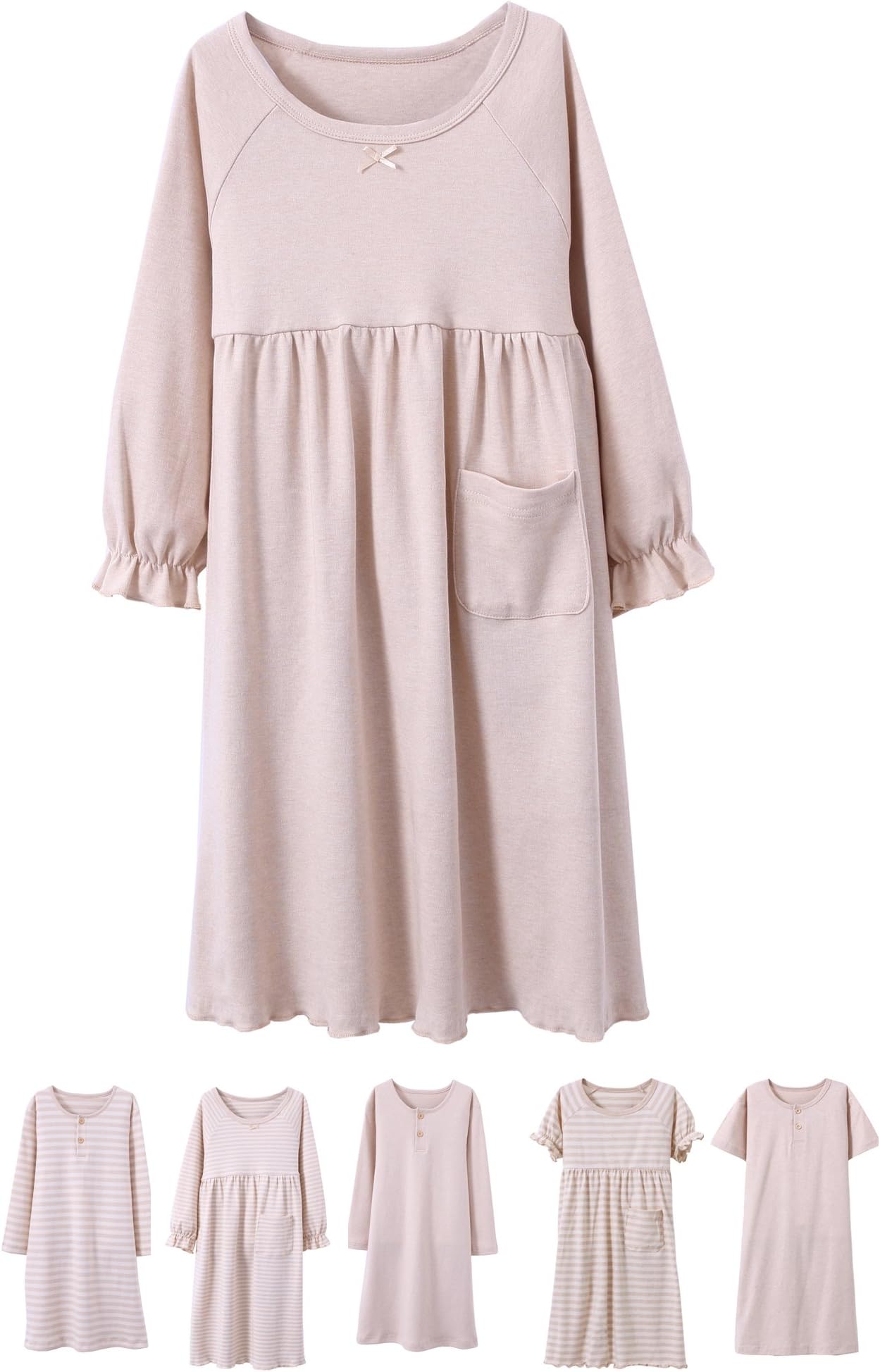 Abalacoco Girls Kids Cotton Nightgown Sleepwear Dress Soft Home Dress Summer Autumn Short Long Sleeve Soft Wear 4-12T