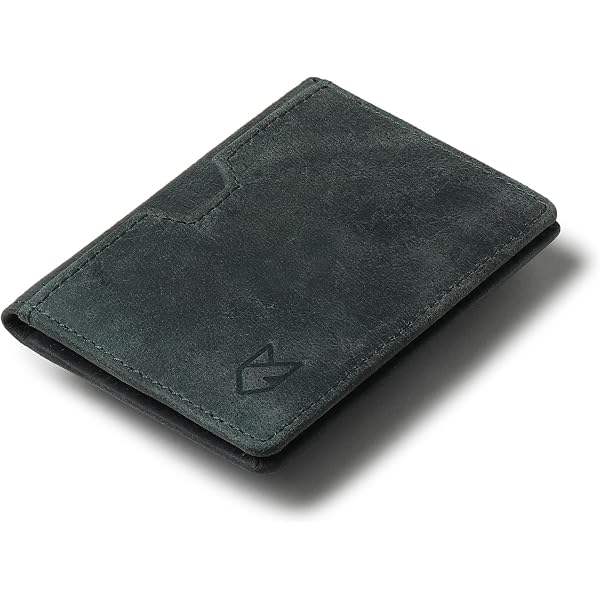Bullz Leather Front Pocket Minimalist Wallet - Slim Bifold With Magnetic Money Clip For Men, Black