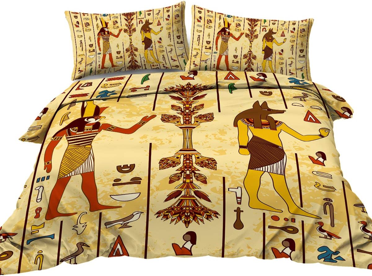 BlessLiving Ancient Egypt Pharaoh Bedding Set Vintage Gold