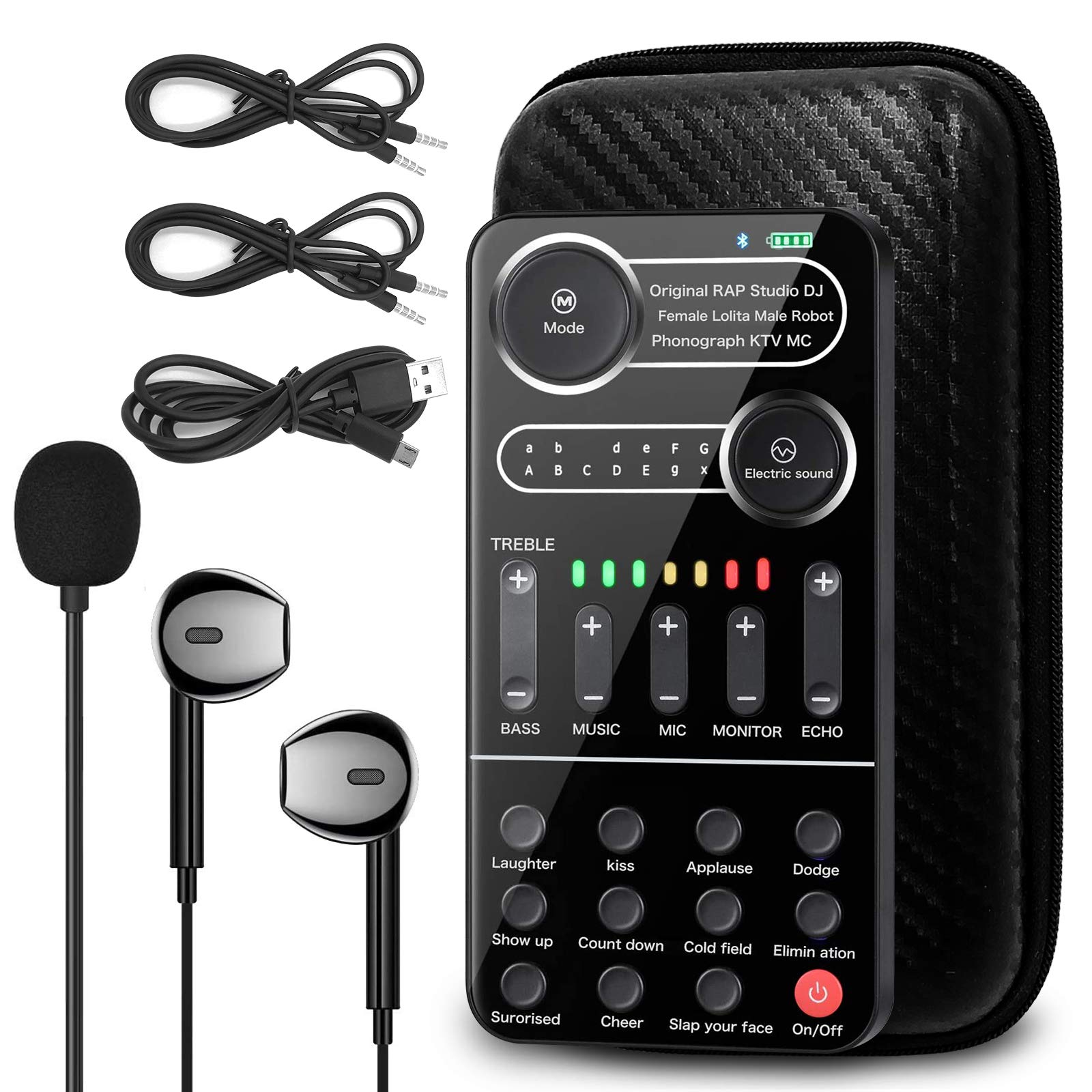 Live Sound Card Microphone kit,with Voice Changer Sound Effects,Handheld Microphone Voice Changer Sound Effects Machine for PS4/Xbox/Switch/Computer/Laptop/IPad/Android/iPhone or All Smartphone