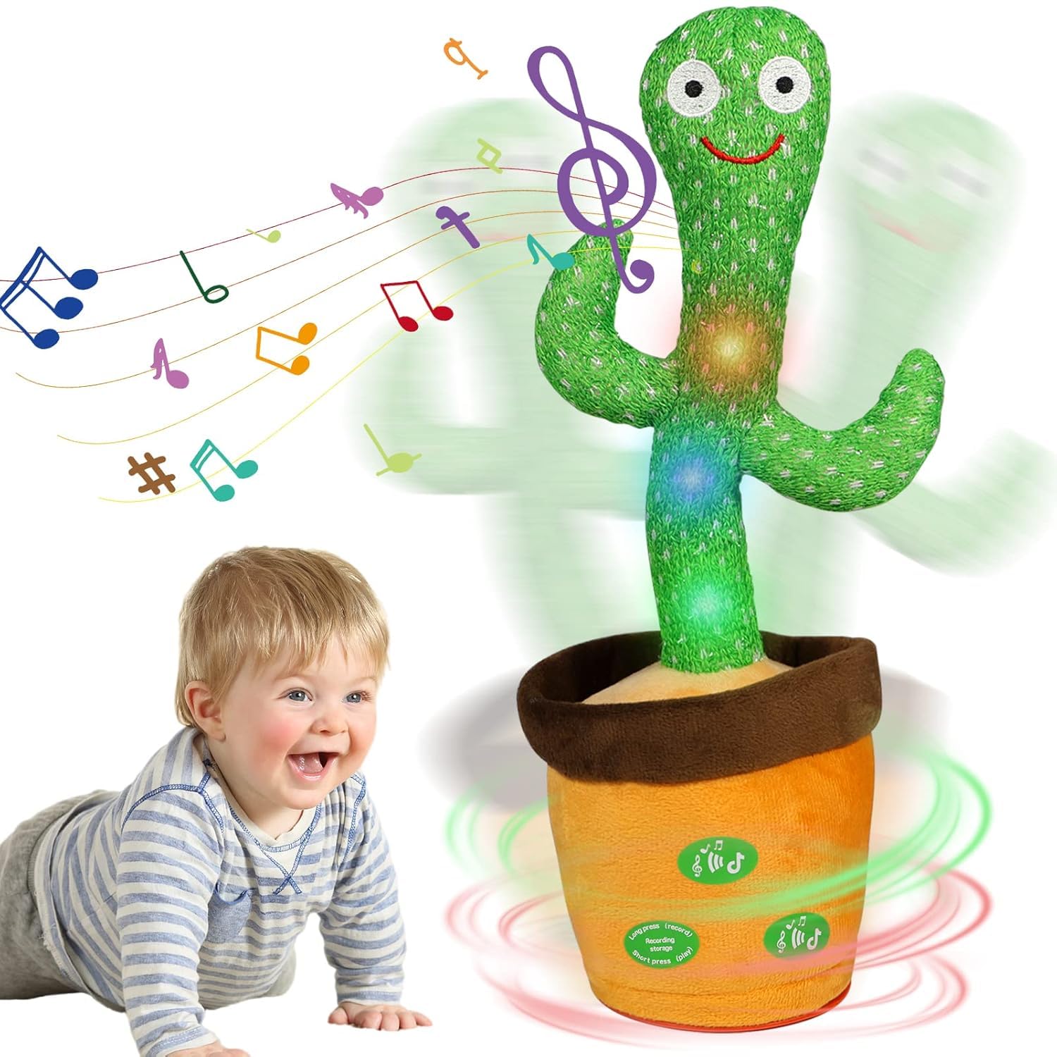 HICAS Dancing Talking Cactus Toy Repeat What You Say Singing Cactus Voice Recorder Baby Toys Volume Control with 120 Songs Funny Children Education Toys, Gifts and Home Decoration