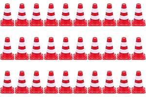 TODDMOMY 30Pcs Mini Traffic Cones for Kids, Mini Cones Kids Educational Cognitive Road Sign Models Construction Party Favors Cupcake Toppers for Boys Girls